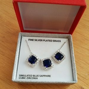 Beautiful sapphire and cubic zirconia necklace